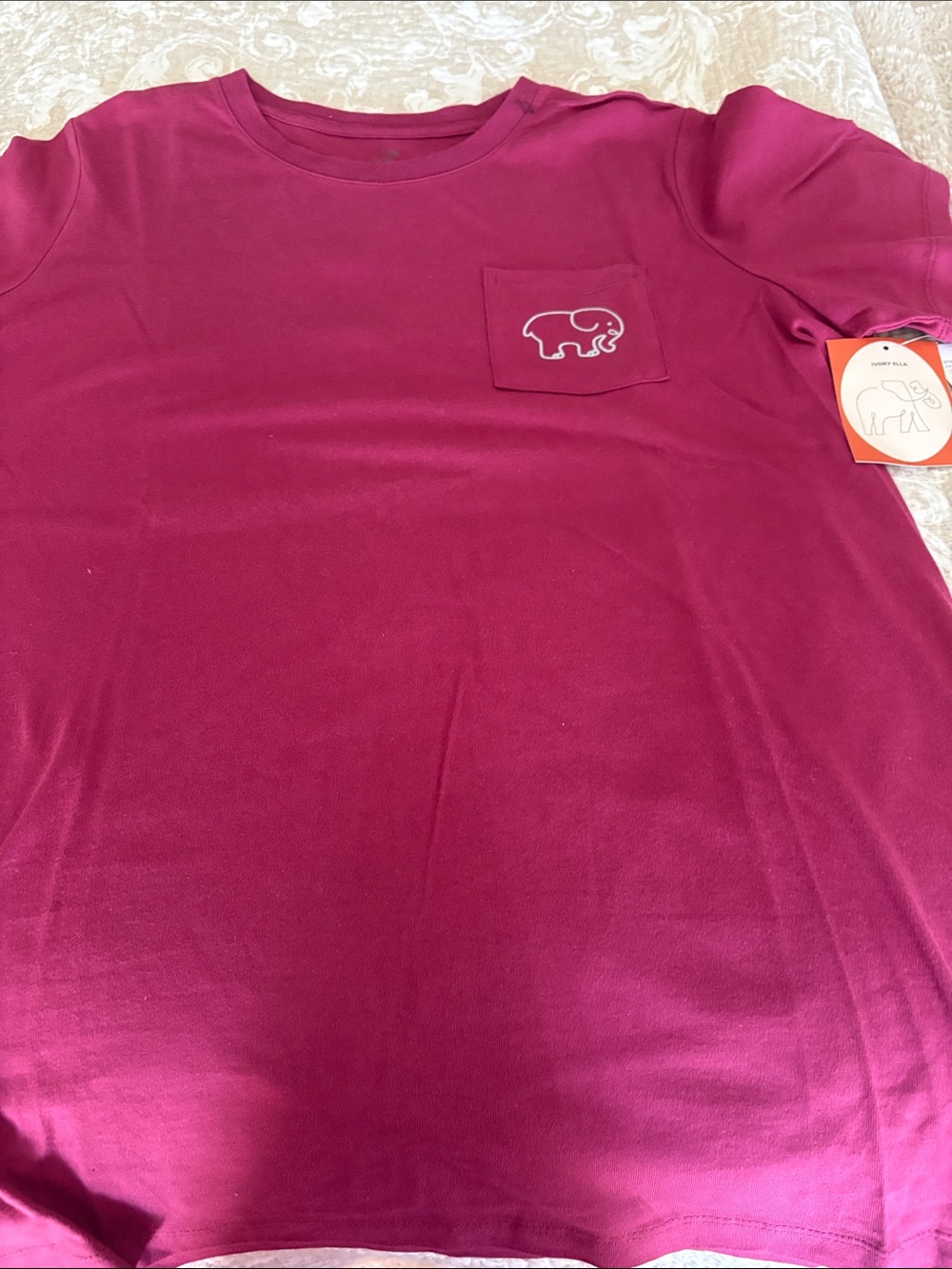 ivory ella Short Sleeve Pocket Tee in Raspberry Pink